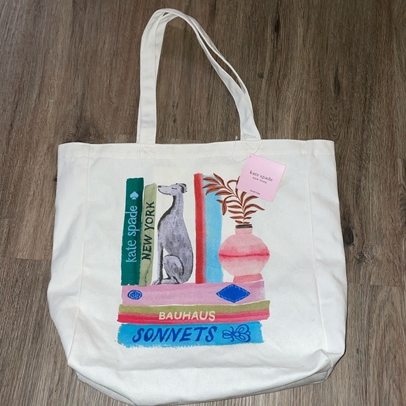 kate spade Handbags - NWT Kate Spade Canvas Bookshelf Book Tote bag